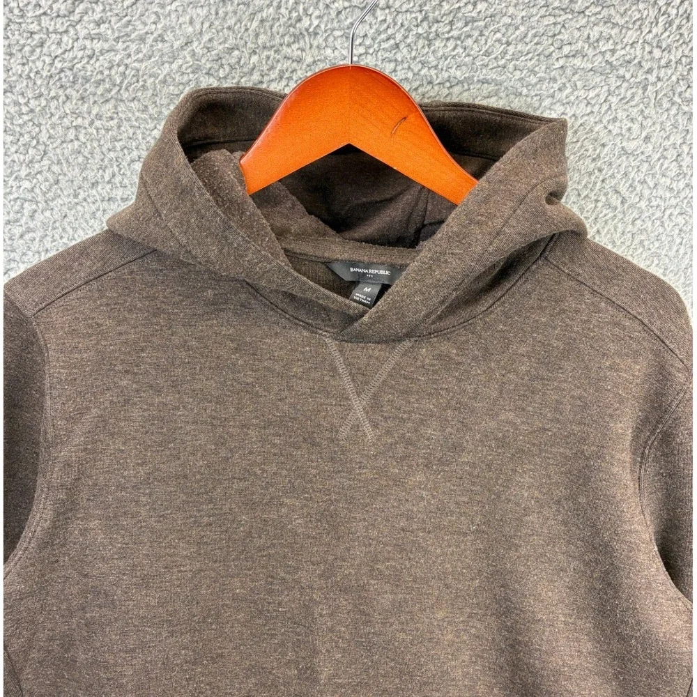 Banana Republic Ribbed Fleece Hoodie Mens M Brown Pullover Sweatshirt Casual